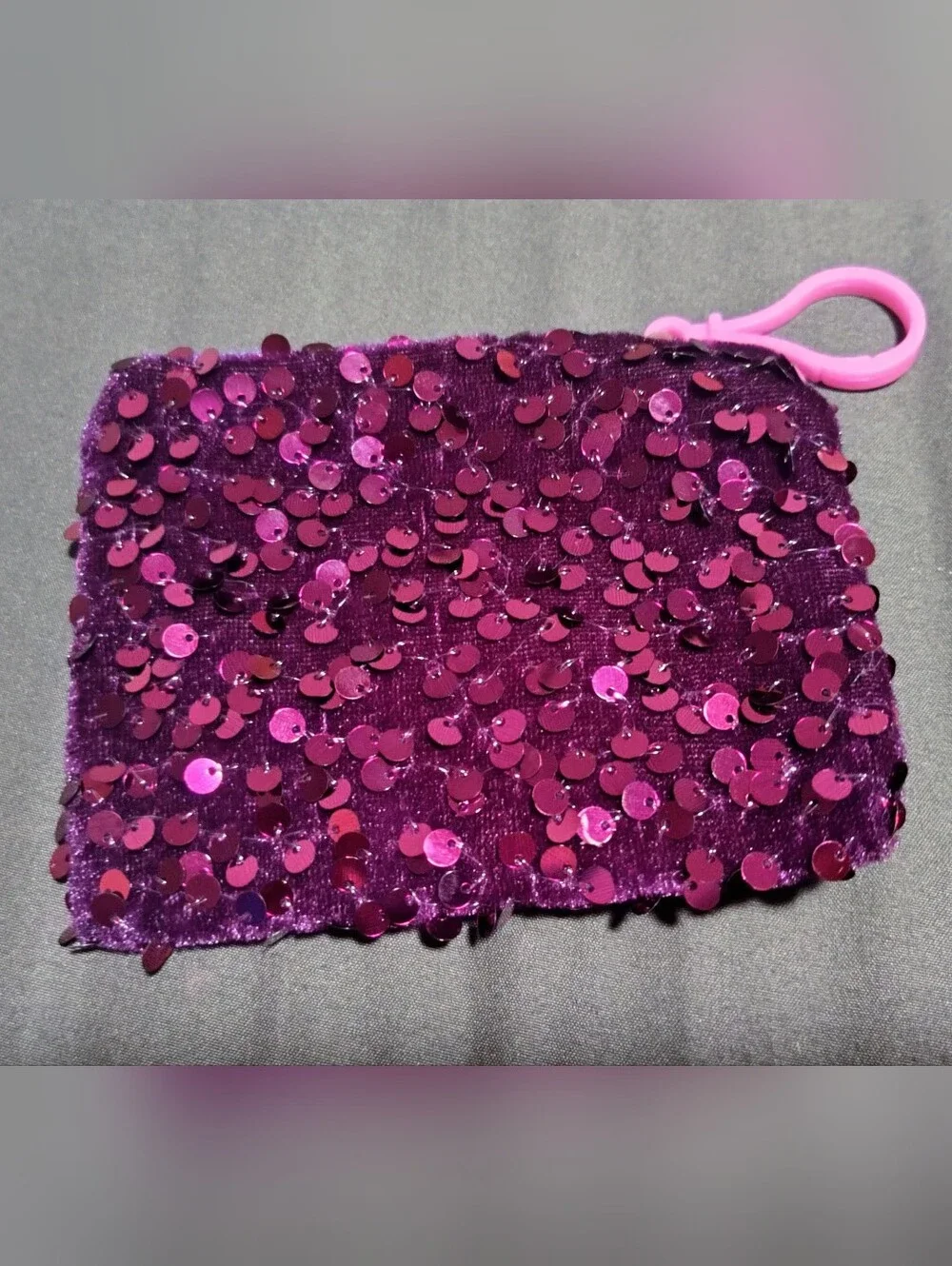 Kids Sequin Ghost Top Zipper Coin Purse - Pink/Purple NWOT